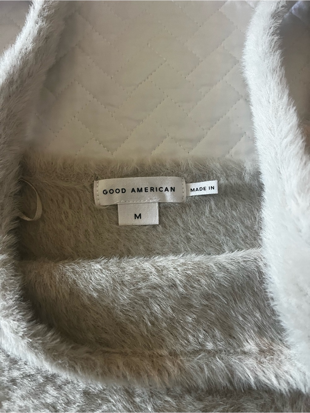 Good American Fuzzy Knit Tank Top in Light Grayish Beige - Picture 3 of 7
